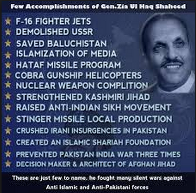 A Few Accomplishments of General Zia ul Haq, Image Credits: Google